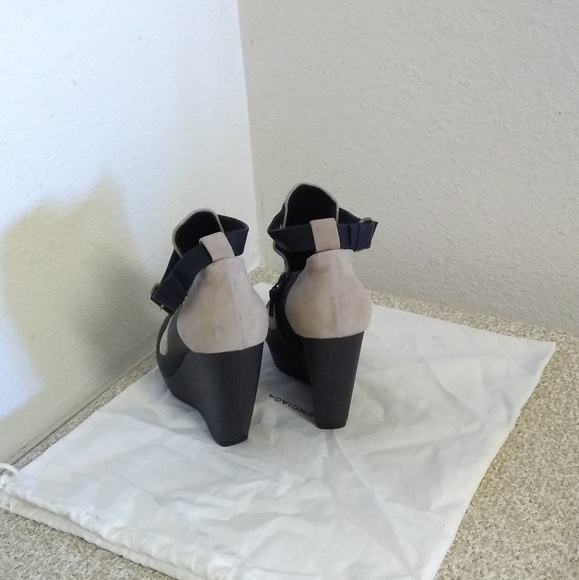 Balenciaga Black Beige Suede Wedge Boots - Picture 6 of 6